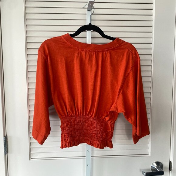 Free People Beach Relaxed Blouson Top, Burnt Orange, Size S - Picture 2 of 6